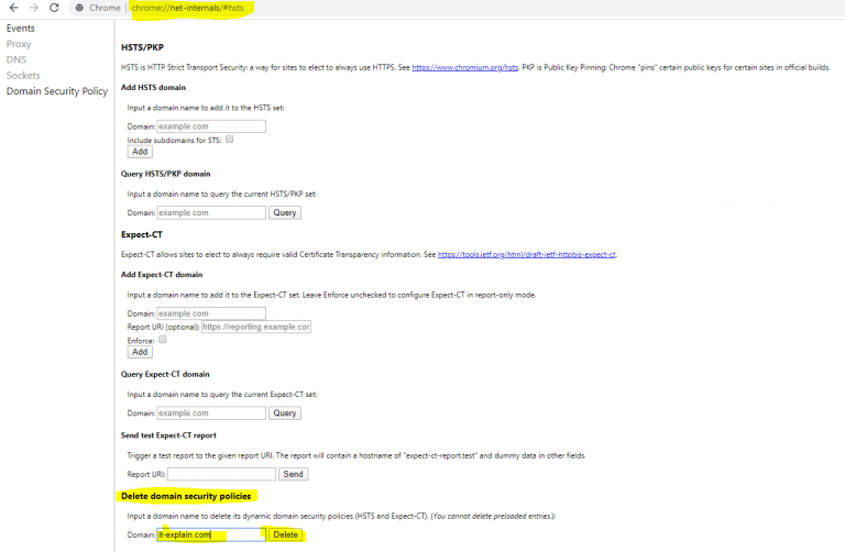 How to temporary disable HSTS in Chrome browser | ITExplain